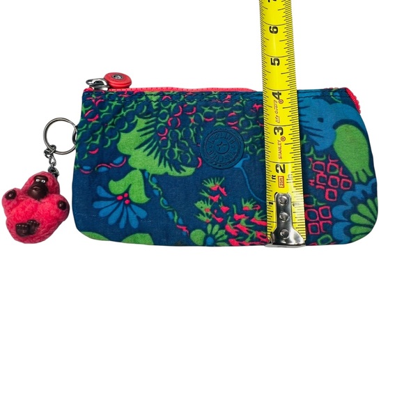 Kipling Creativity Multi-Use Small Pouch Bag Monkey Fob 3-Pocket Blue Tropical - Picture 6 of 9